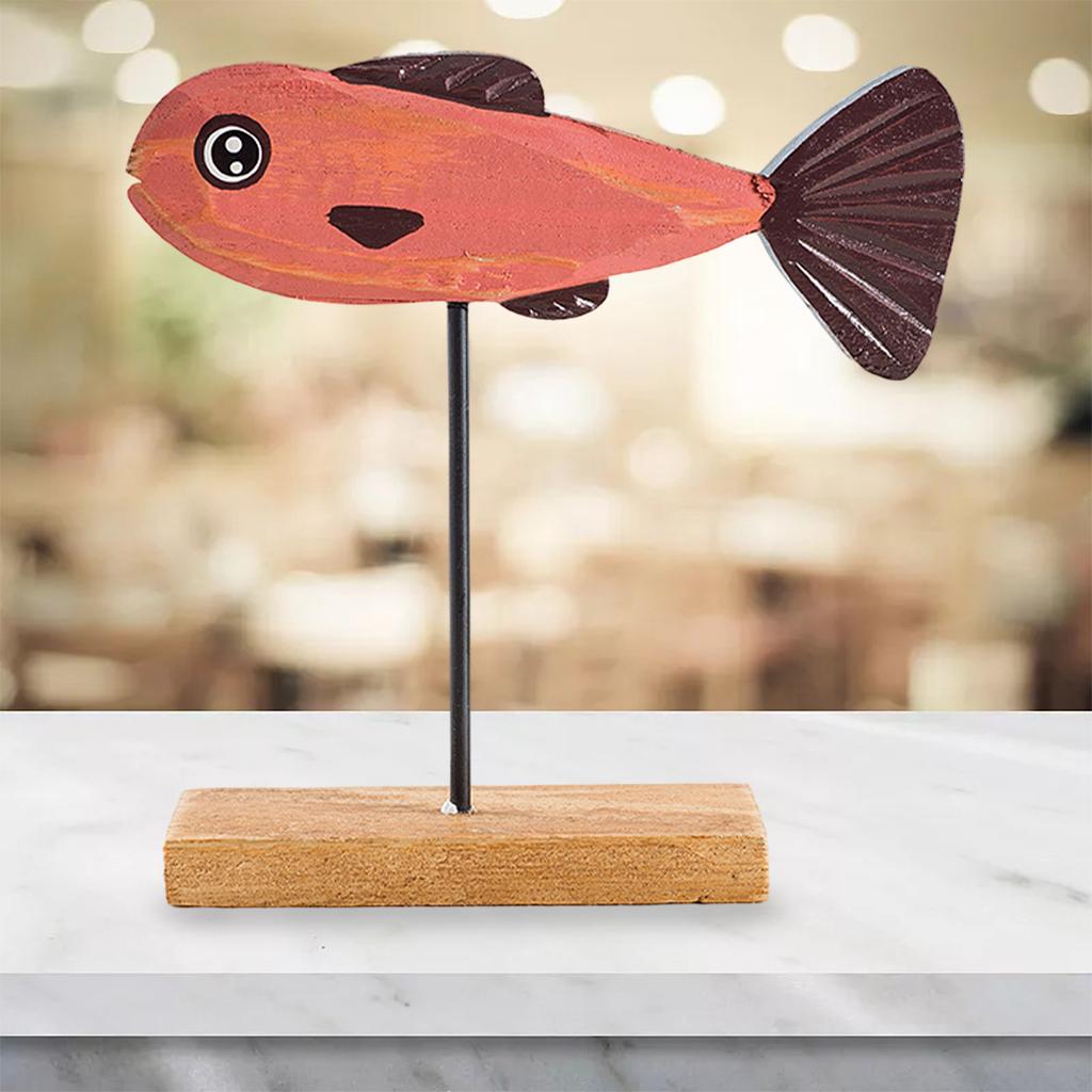 Cute Fish Ornament Freestanding Fish Shape Wooden handwerkliches Dekor Ornament for Desktop Decor красный