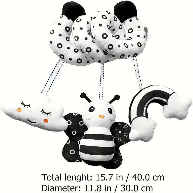 Black & White Bee Crib Wrap Toy with Bells - Cartoon Animal Design, In Stock