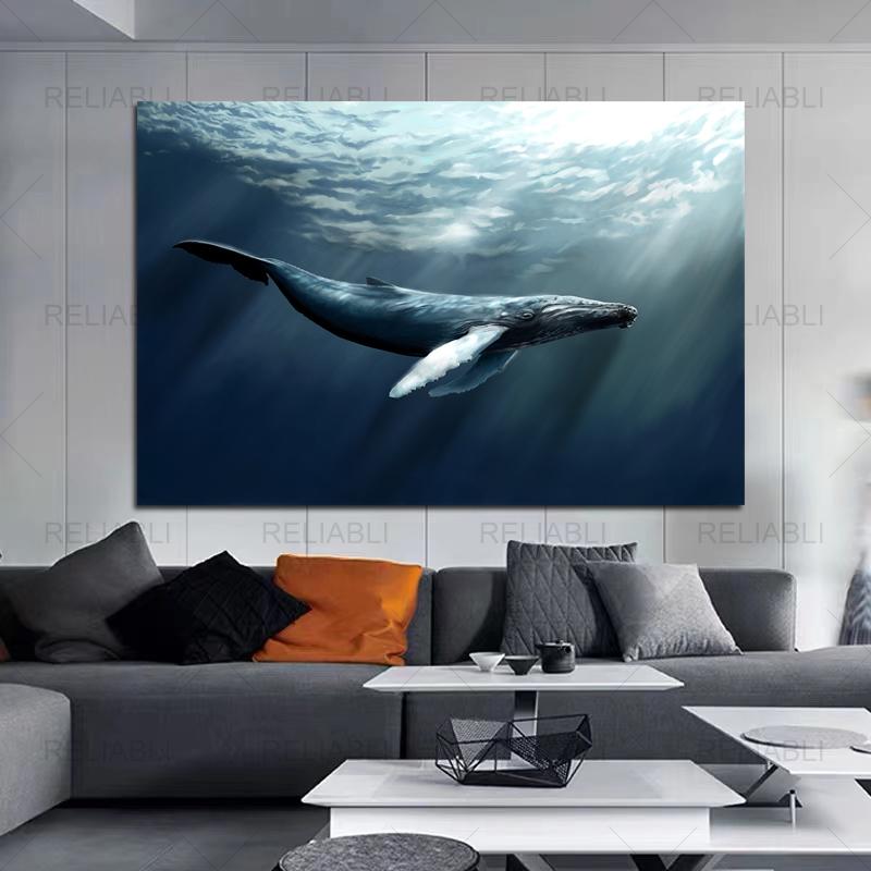 

Океан, Кит, морской пейзаж, современная картина на холсте, HD принты, плакаты с морским пейзажем, настенная картина для украшения дома, без рамки 21*30cm