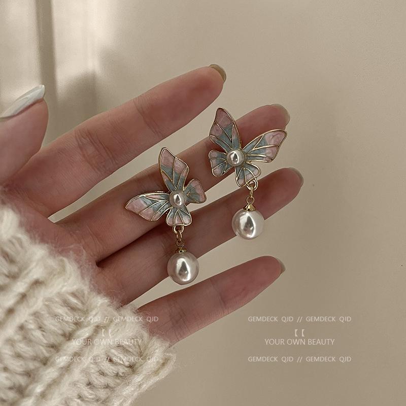 Korean Pearl Tassel Earrings with Silver Needle