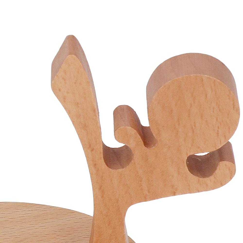 2SETS Wood Smartphone Stand Desktop Cellphone Holder Stands Wooden Phone Holder House Ornament