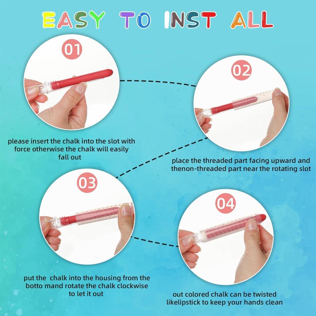 12 Pcs Dustless Chalk Colored twistable Chalk for Blackboard Doodling, Drawing, Writing, Colour Mixture