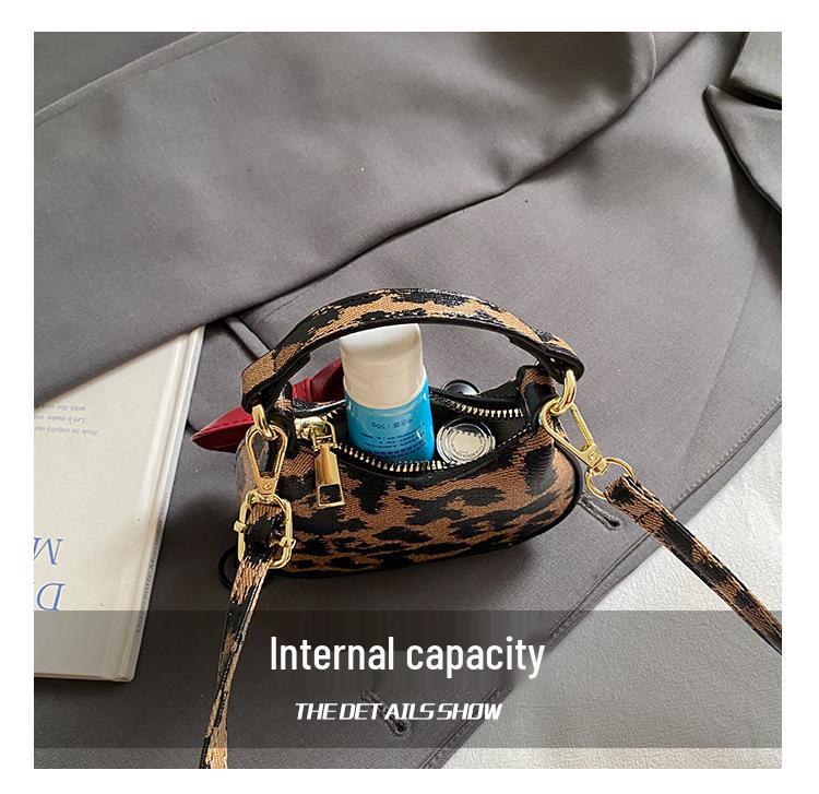 Girls' Leopard Print Mini Bow Handbag: Autumn/Winter Crossbody Shoulder Bag