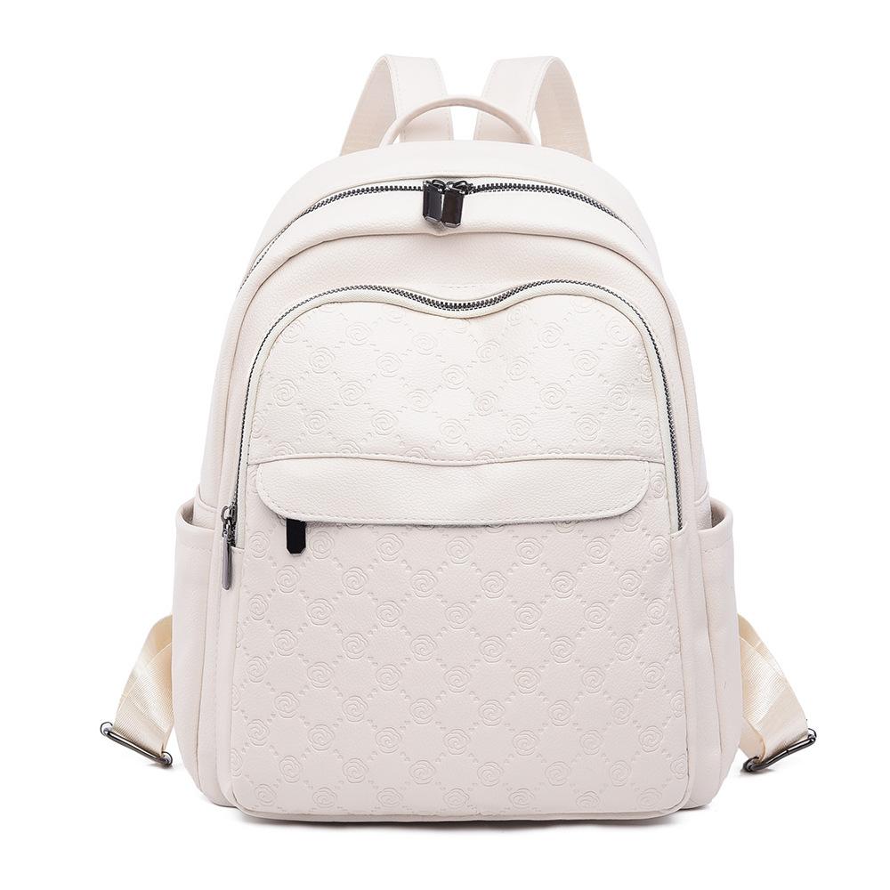 

Простой мягкий кожаный повседневный рюкзак для поездок на работу и путешествий, универсальная сумка для мам бежевый