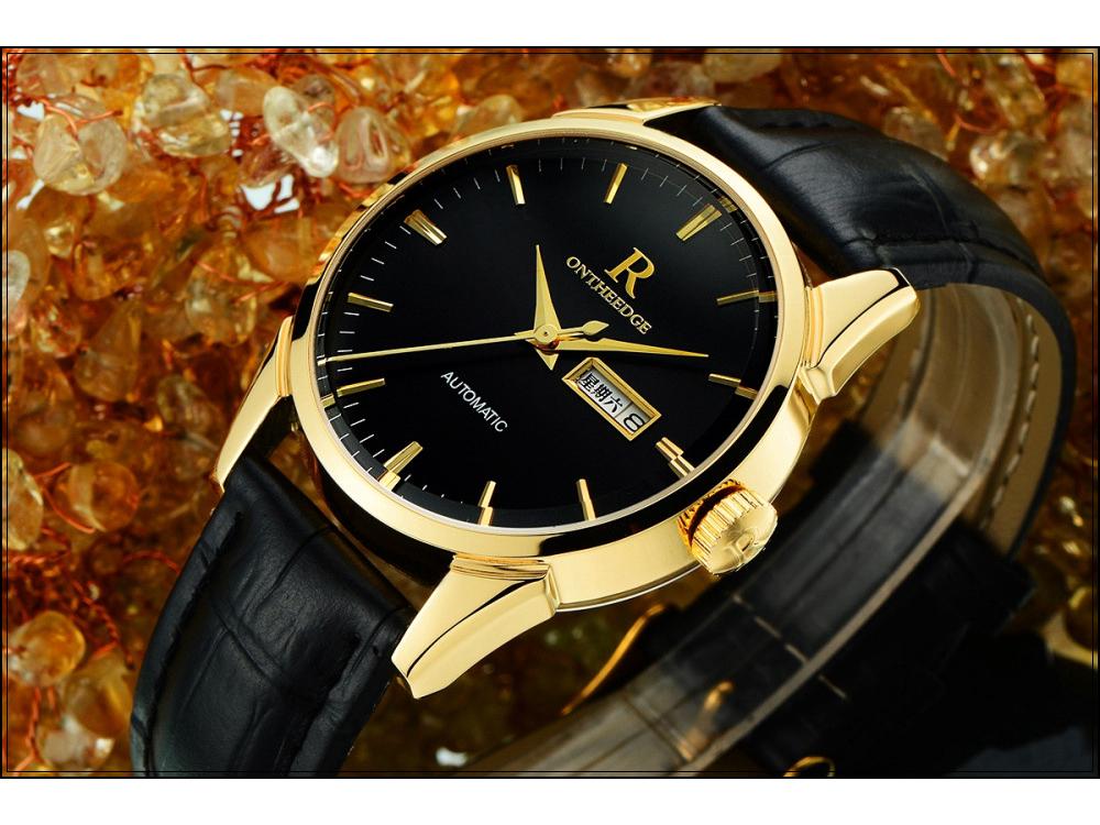 Ruizhiyuan Men's Waterproof Leather Strap Large Dial Watch