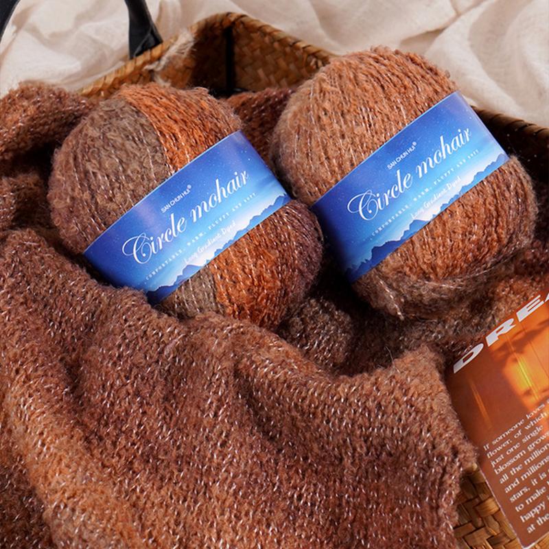 50G Section Lightweight Long Luxury Yarn Gradient Dyed Warm Mohair Soft Loop Fluffy