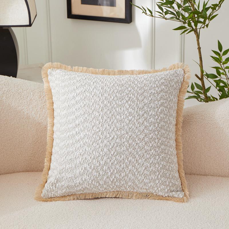 New Bedside Pillow, High-end Square Cushion, Sofa Pillow, Tassel Style
