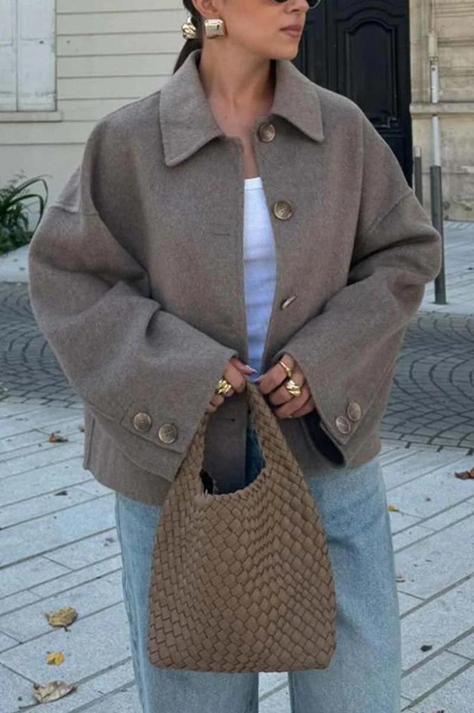 2024 Autumn/Winter European & American Loose Button Lapel Coat