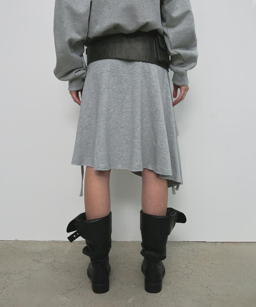 Saendeulig Unbalanced String Midi Skirt_Melange Gray