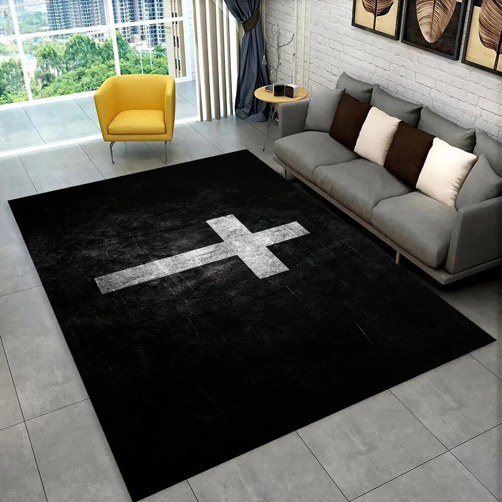 Holy Bible Cross Jesus Pray Area Rug,Carpet Rug for Home Living Room Bedroom Sofa Doormat Decor,kid Play Non-slip Floor Mat Gift