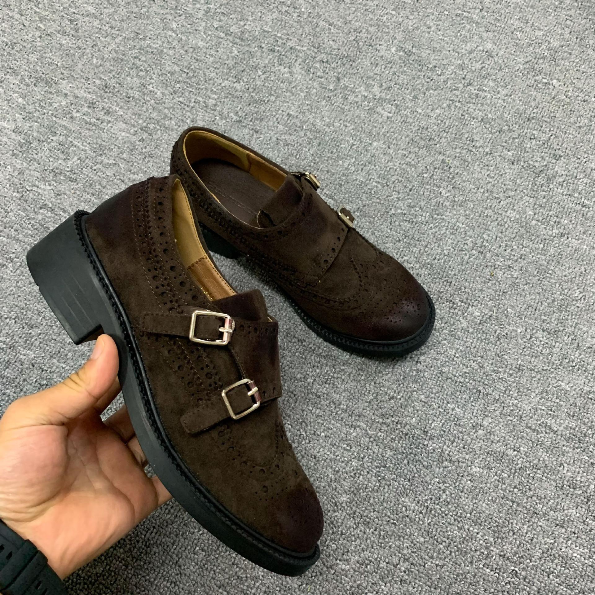 

Spot second hair! Fashion versatile new British miu engraved buckle with thick heel Oxford loafers women s small leather shoes 40