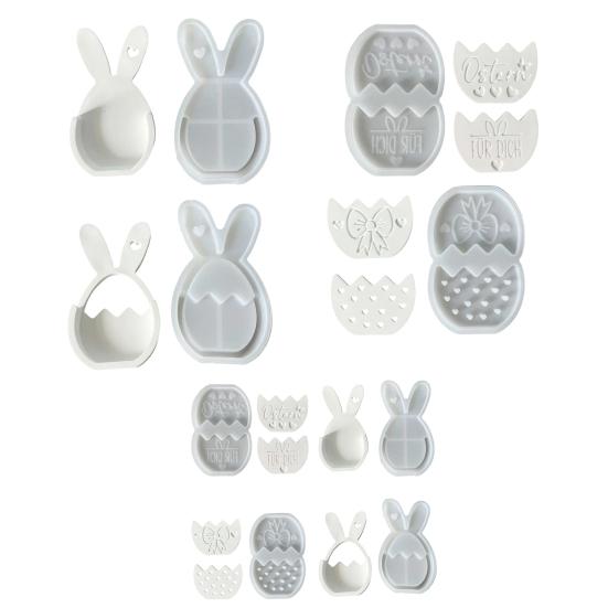 Silicone Easter Bunny Mold Flexible Flower Basket Casting Mold for Epoxy Plaster Wax DIY 3D Easter Decorations And Crafts Gift