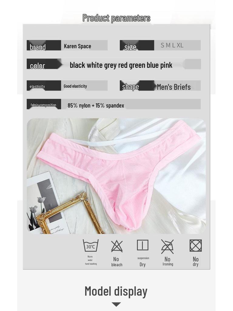 Pánské sexy slipy s nízkým pasem, dutým trojúhelníkovým střihem, velkým váčkem a prodyšným designem