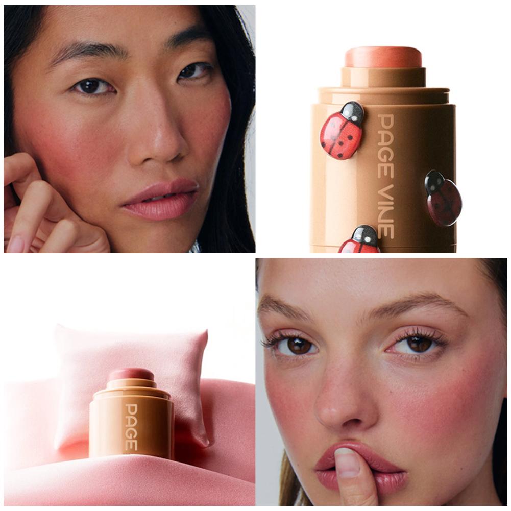 Pocket Powder Blusher Stick 6-color Lip Gloss Stick Highlights Brightens Natural Matte Rouge Blusher Blush Cream Stick