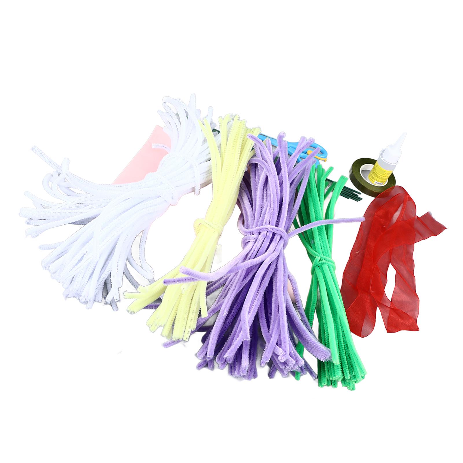 

Flower Craft Kit Small Daisy Style Cute Bright Colors Velour Plastic Pipe Cleaner Flower Kit for