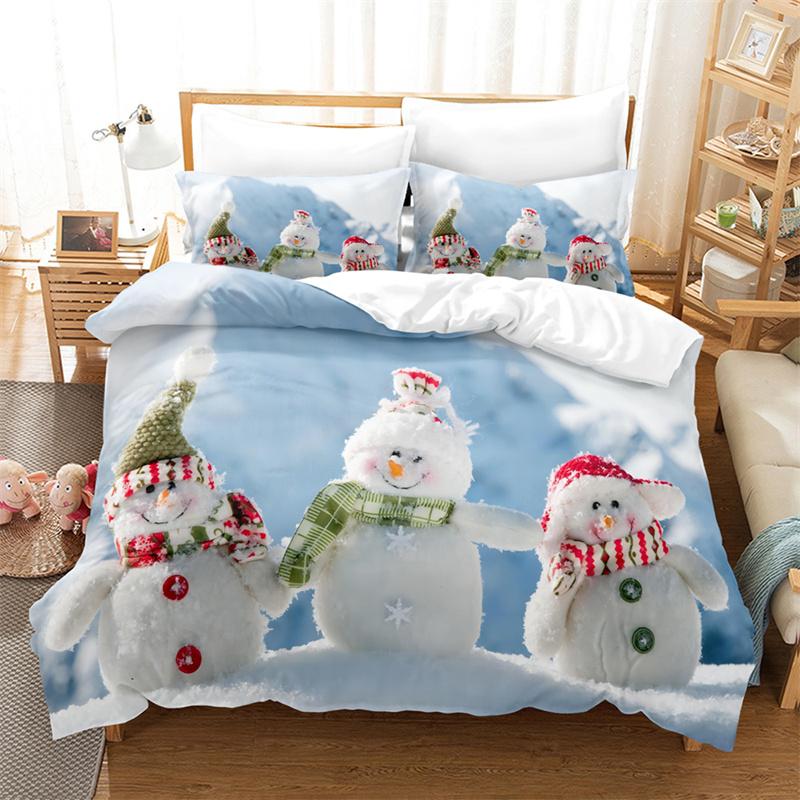 Christmas Snowman Bedding Set Duvet Cover New Year Gift Quilt Cover Boys Girls Bed Set Christmas Decorative House Bedding Set