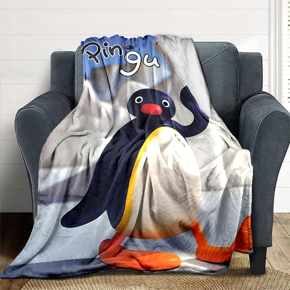 1pc Pingu1 Blanket, Gift, for Men and Women, Soft Blanket, Good for Sofa Bed Couch Travel, Lightweight Flannel Blanket