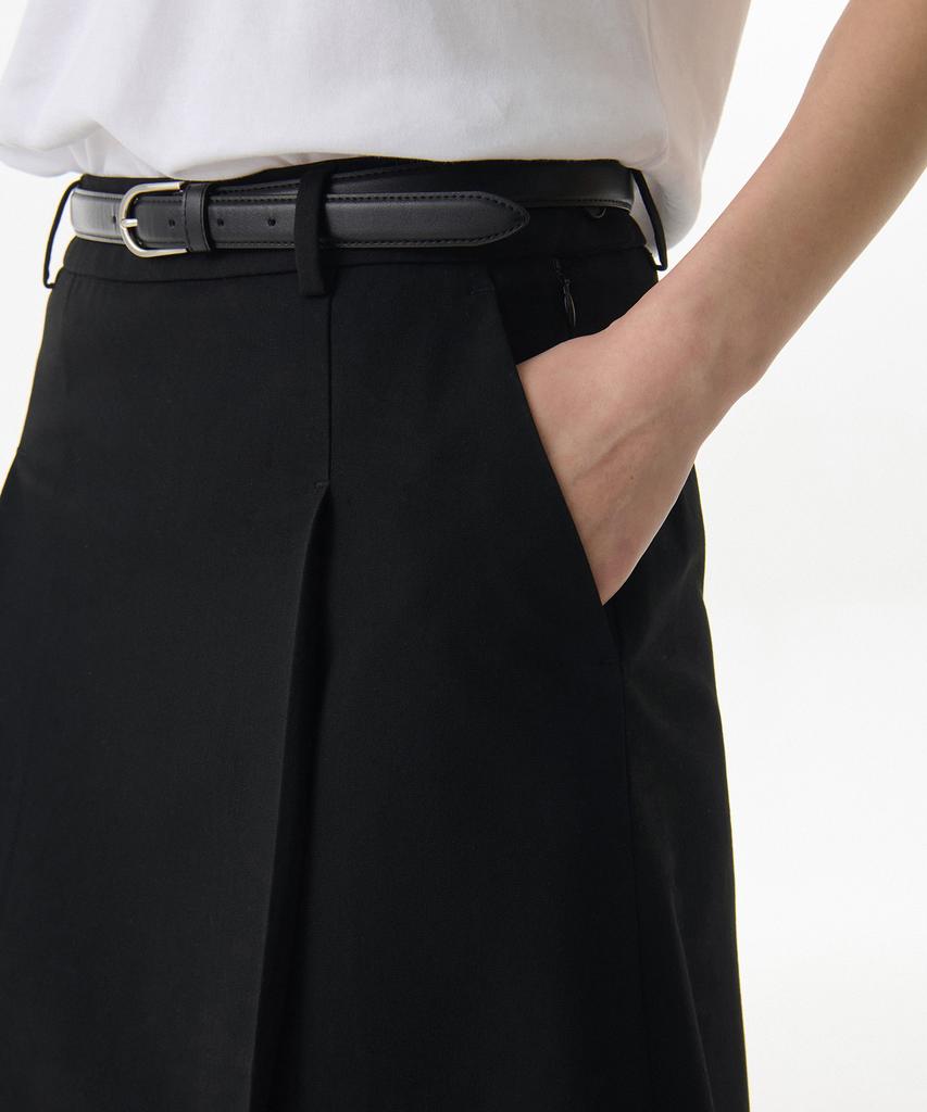 Musinsa Standard Woman Women'S Panel Slit Knee Length Skirt [Black]