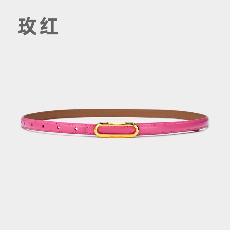 Four Seasons Available New Women'S Small Belt Multi Color Versatile Thin Belt Paired With Jeans Belt, Leather Second Layer Cowhide Belt