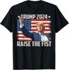 American Flag Trump 2024 Elections Men Women Raise the Fist T-Shirt Unisex T-Shirt