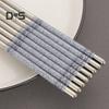 Rostfritt stål 5 par matpinnar porslinsmönster Anti-halk Snygga pinnar för kinesisk mat