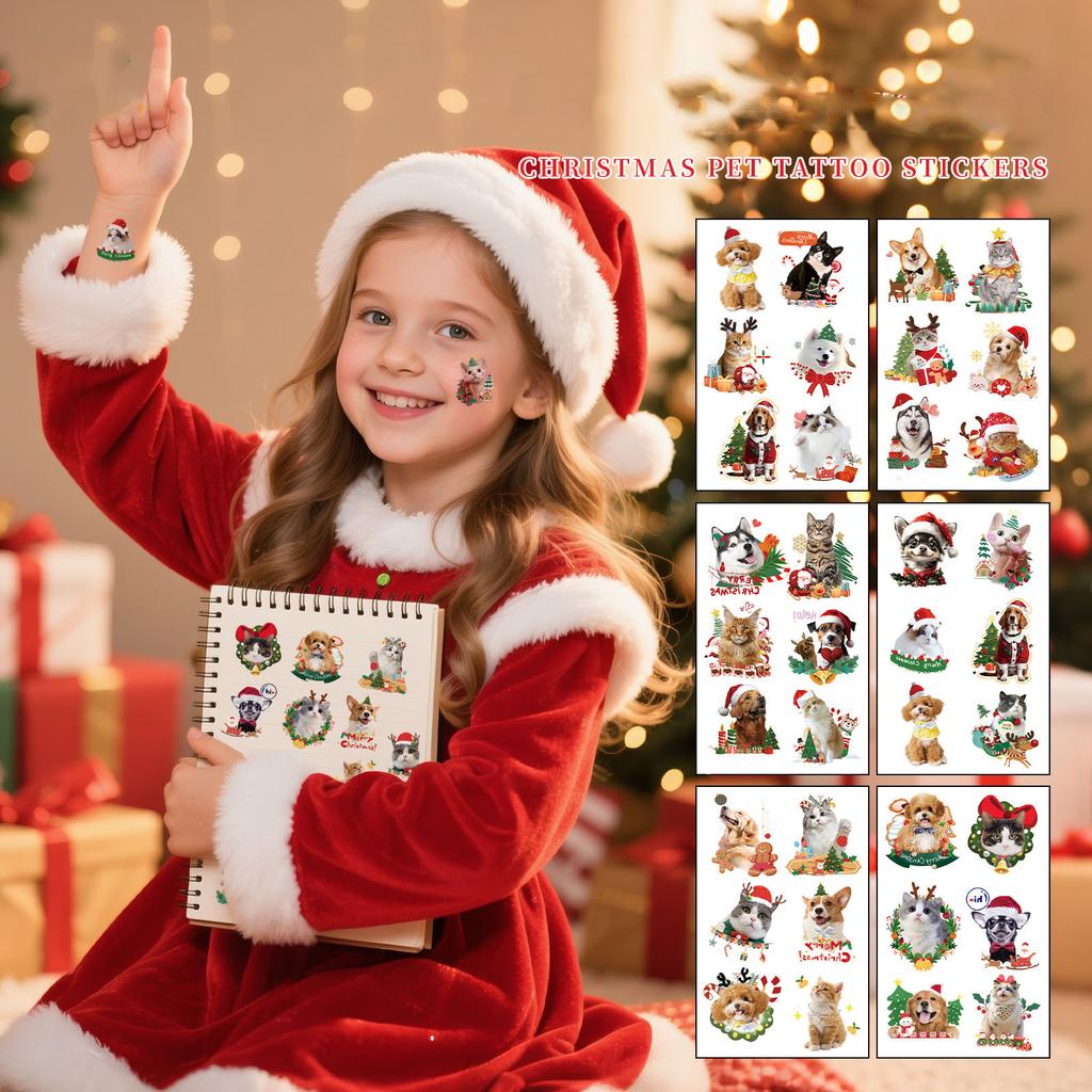 6 PC Christmas Stickers Gift Pet Dog DIY Decoration Guitar Water Cup Christmas Stickers