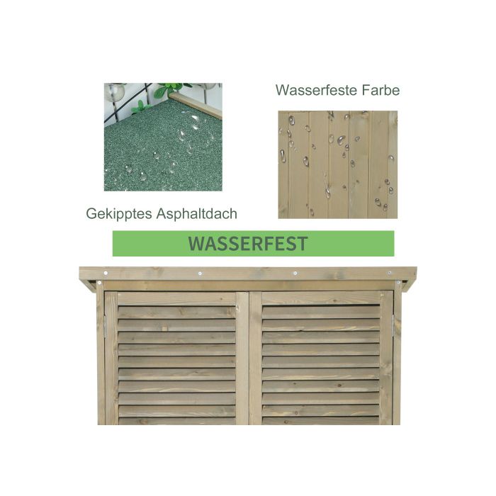 Boîte à outils armoire de jardin - MUVOE - 4 compartiments - Bois massif - Gris - 87 x 46,5 x 160 cm