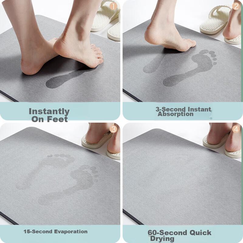 YISHANG Bathroom Mat, Absorbent Bath Mat, Non-Slip Toilet Mat, Quick-Drying Foot Mat for Entrance And Washroom, 40*60 Cm
