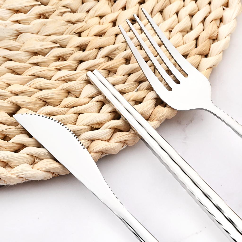 4Pcs Silverware Mirror Dinnerware Stainless Steel Cutlery Set Rainbow Fork Spoon 304 Chopsticks Tableware Western Flatware Set