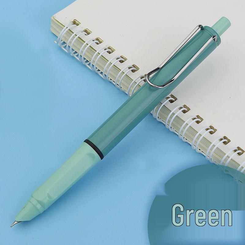 Refillable Ergonomic Fountain Pen for Students - Transparent Colored Plastic Design