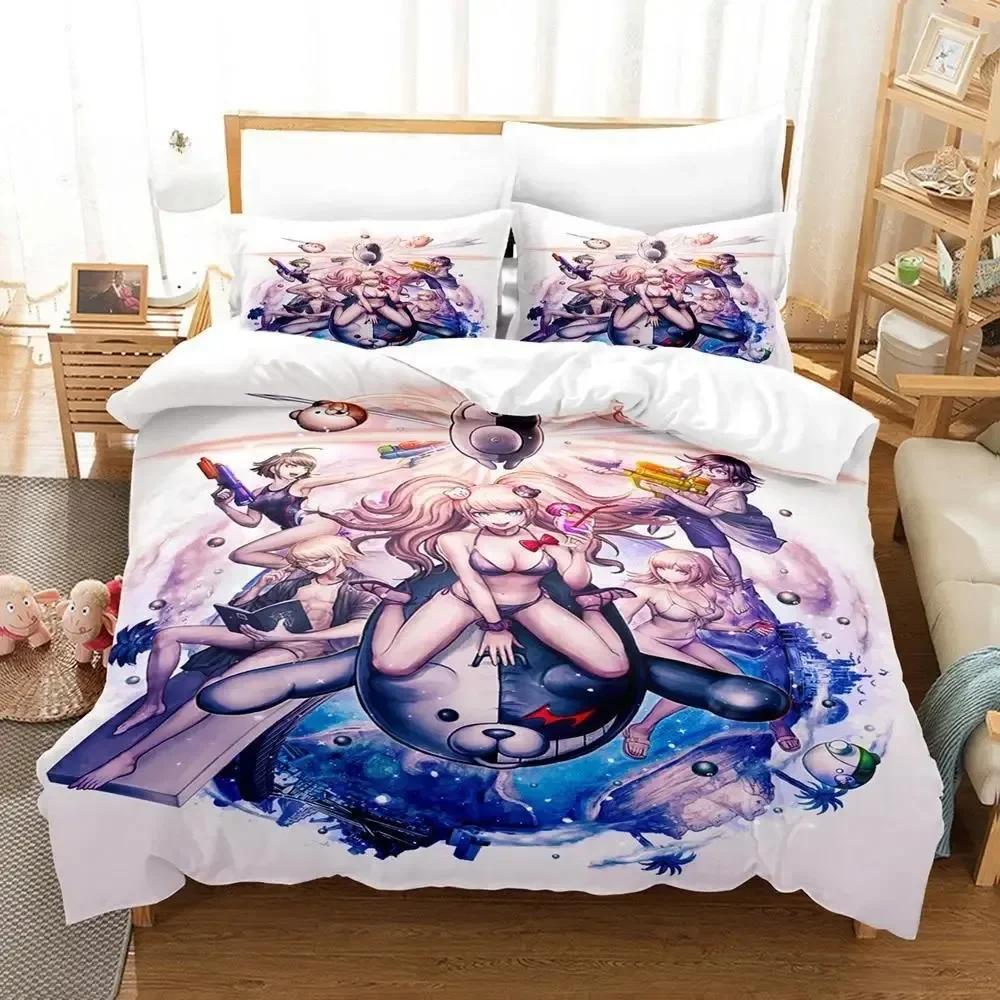 Fashion Anime Danganronpa Bedding Set Printed Bed Set With Pillowcase Bed Duvet Cover Soft Single Double Queen Super King Size