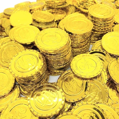 KINOKINO Gold Coins Set, Pirate Treasure, Party Supplies, Play Supplies, Stage Props (500 Gold Coins)