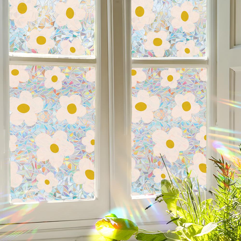 Laser Fresh Daisy Living Room Home Glass Door and Window Decorative Stickers