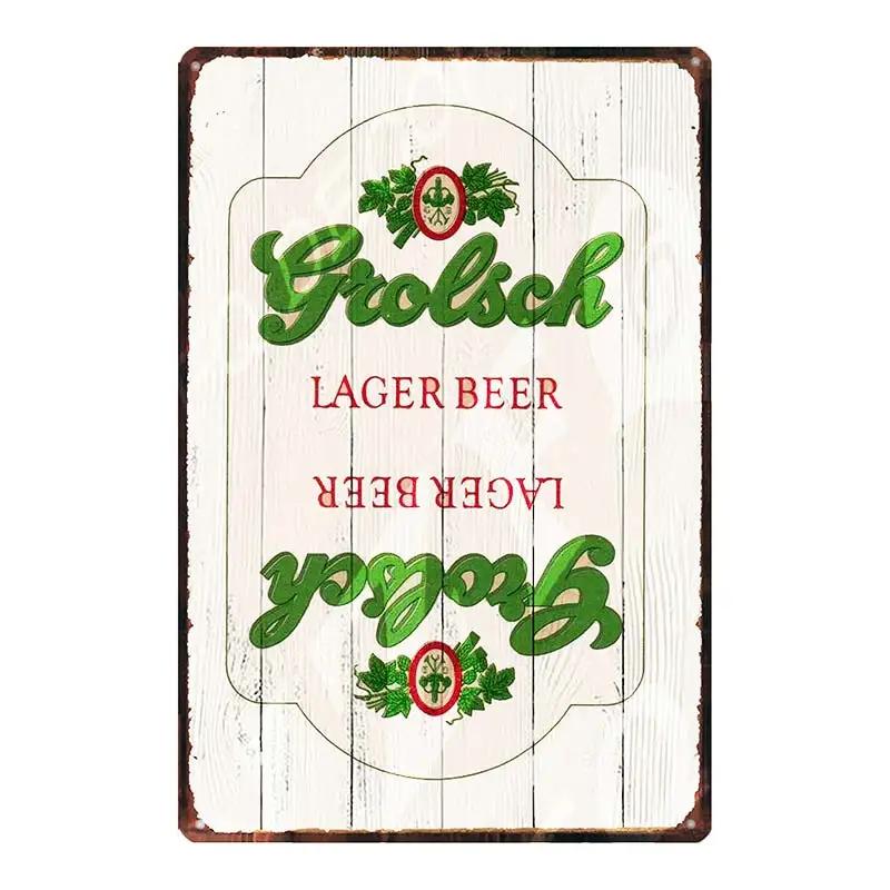 YZFQGrolsch Bière Lager Panneaux Décoratifs Hollandais Plaques Métalliques Pour Mur Bar Maison Art Décoration Restaurant 30X20CM DU-9120B