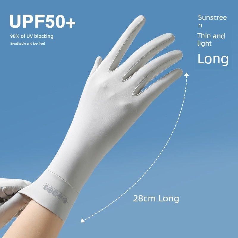 

Перчатки с защитой от солнца UPF50+ Тонкие Женские Летние Защита от УФ-лучей Для Вождения Сенсорный Экран Ледяной Шелк Для Верховой Езды Электромобиль Средней Длины Elegant Gray All yards