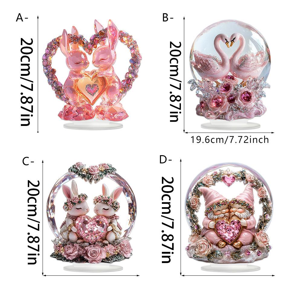 Crystal Ball Love Swan Rabbit Love Diamond Glass Texture Acrylic Desktop Decoration Ornament. Give It To Your Partner