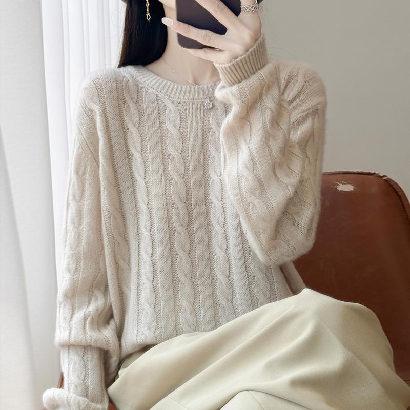Women's cashmere sweater Qinghe cashmere 30% cashmere 70% wool autumn and winter pullover warm and fashionable