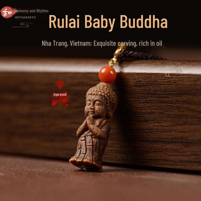 Rare Wenwan Nha Trang Agarwood Pendant - Baby Buddha Ornament Exquisite Sculpture