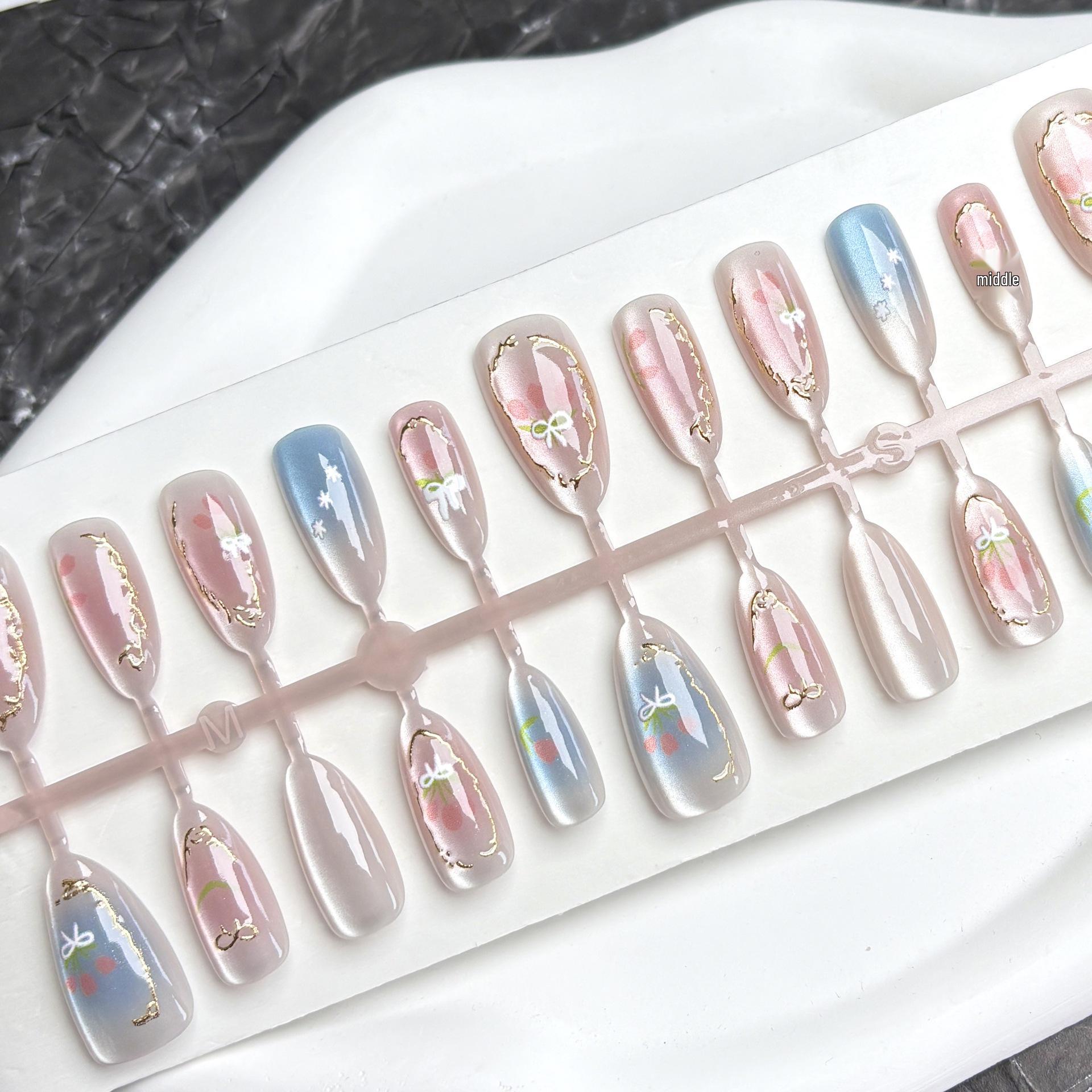 

Spring Blush Tulip Cat Eye Princess Nail Art Stickers - High-End Fairy Floral Style