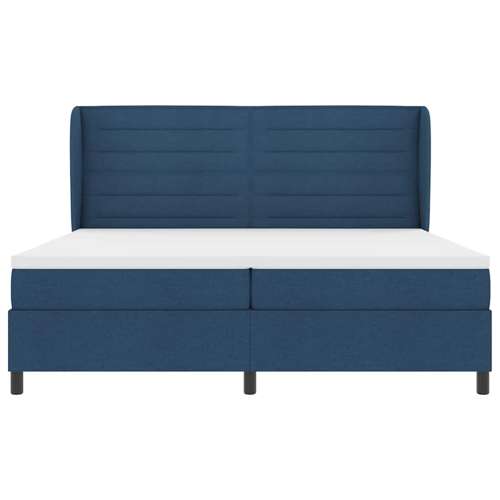 Box Spring Bed with Mattress and Headboard Blue 200 x 200 cm Fabric