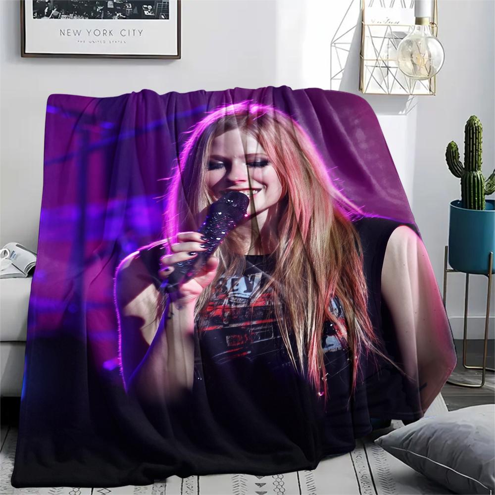 Coperta in Flanella con Fantasia Avril Lavigne, Alta Qualità, Confortevole per Tutte le Stagioni, Decorazione per la Casa, Calore e Comfort, Perfetta per Regali.