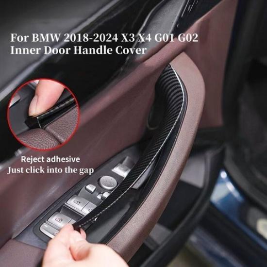 2/4PCS Black/Carbon Interior Door Handle Cover Pull Trim Fits BMW G01 G02 X3 X4
