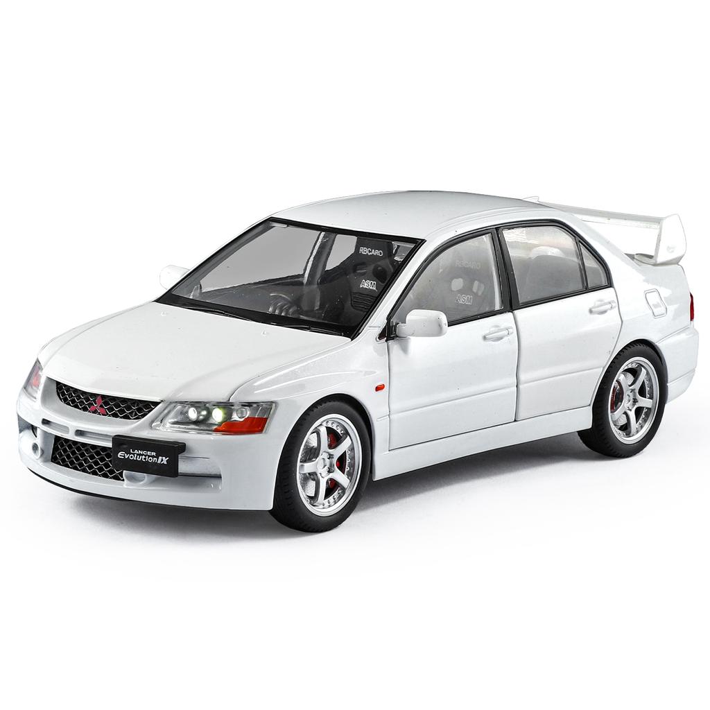 rlsh8 1:24 Mitsubishi EVO 9th generation alloy car model sound and light steering six door openable supercar ornament