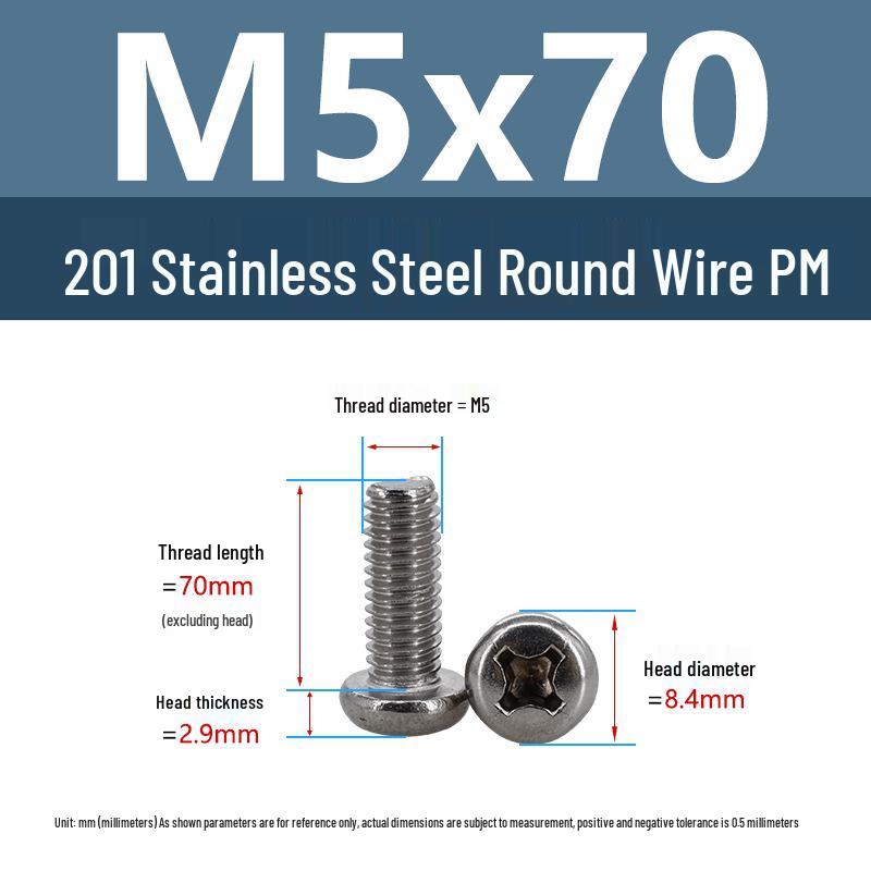 Yigu Yigu Stainless Steel Phillips Round Head Machine Screws M2-M8