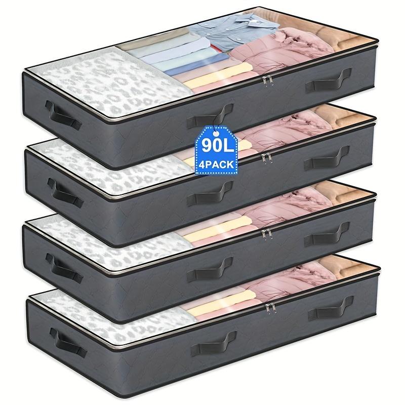 4 Under-bed Storage Organizer Set with Transparent Window and Reinforced Handle High-quality Non-woven Fabric Foldable Large-capacity Blanket Storage