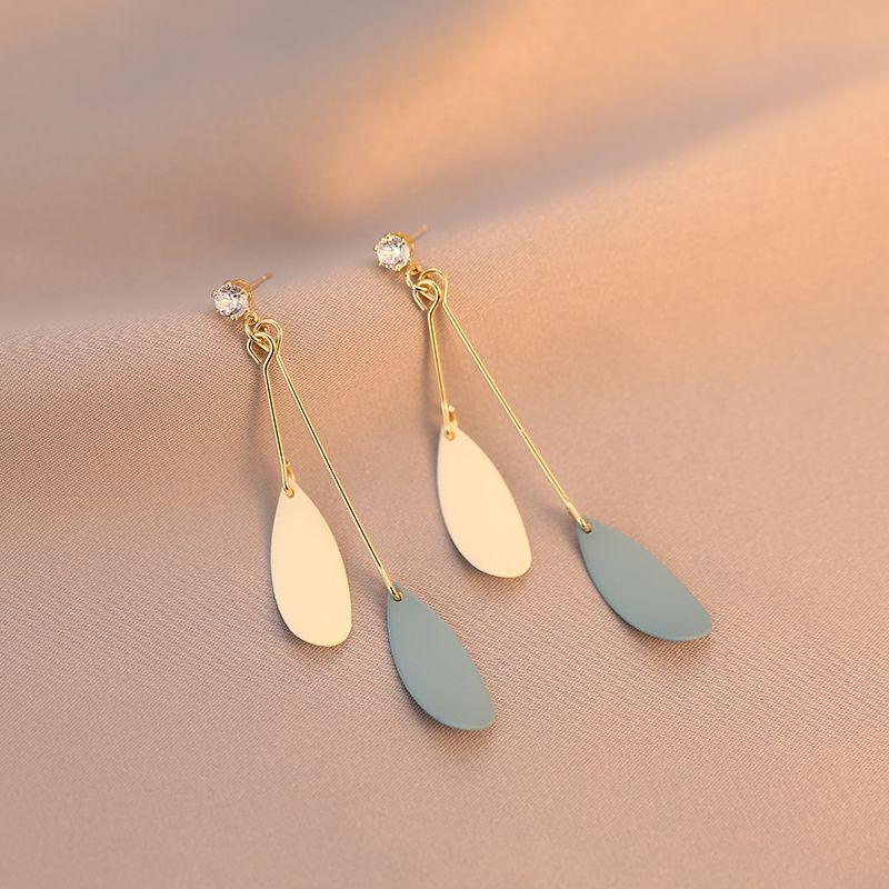 

Fresh Blue Long Exquisite Mori Fairy Beautiful Earrings [535] Mori leaf ear pin
