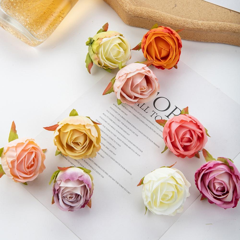 10/20pcs Artificial Flowers Scrapbook Home Room Decor Silk Diy Gifts Candy Box Cake Wedding Outdoor Fake Roses Christmas Wreaths