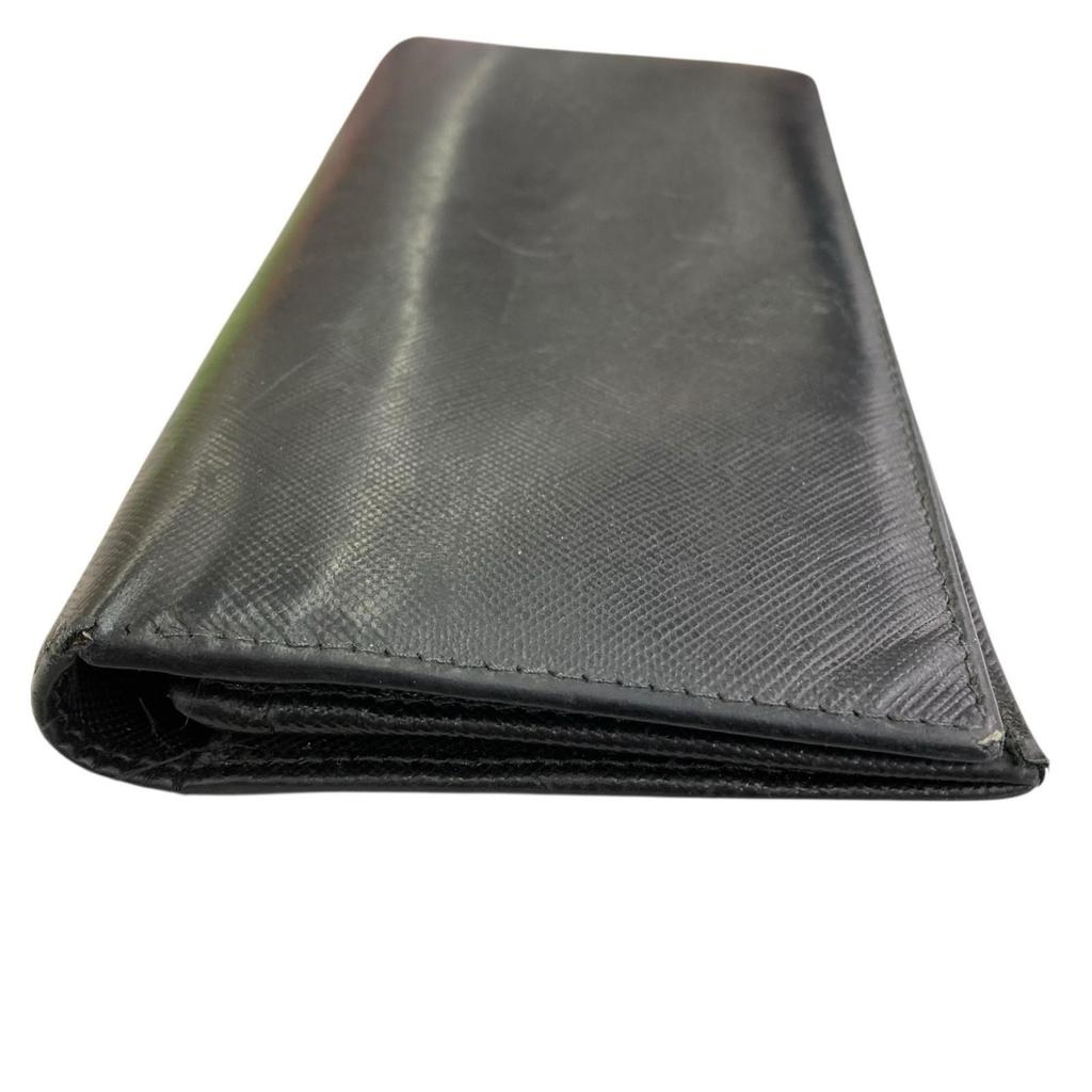 Used 180053 PRADA Prada leather bi-fold long wallet black black