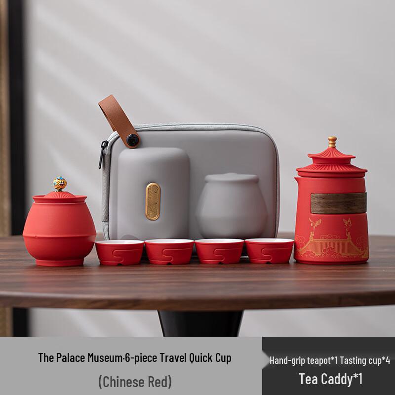 Ailanhui Jia Forbidden City Auspicious Crane Ceramic Travel Tea Set