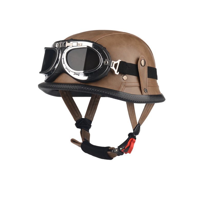 Pedal German Steel Helmet Cruise Retro Half Helmet Harley Men Motorcycle Helmet Motorcycle Floating Helmet Soldier Steel Helmet Leather Helmet